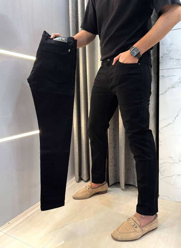 ARMANI! EXCHANGE BLACK EMBROIDERY LOGO IMPORTED HYPERFLEX DENIM