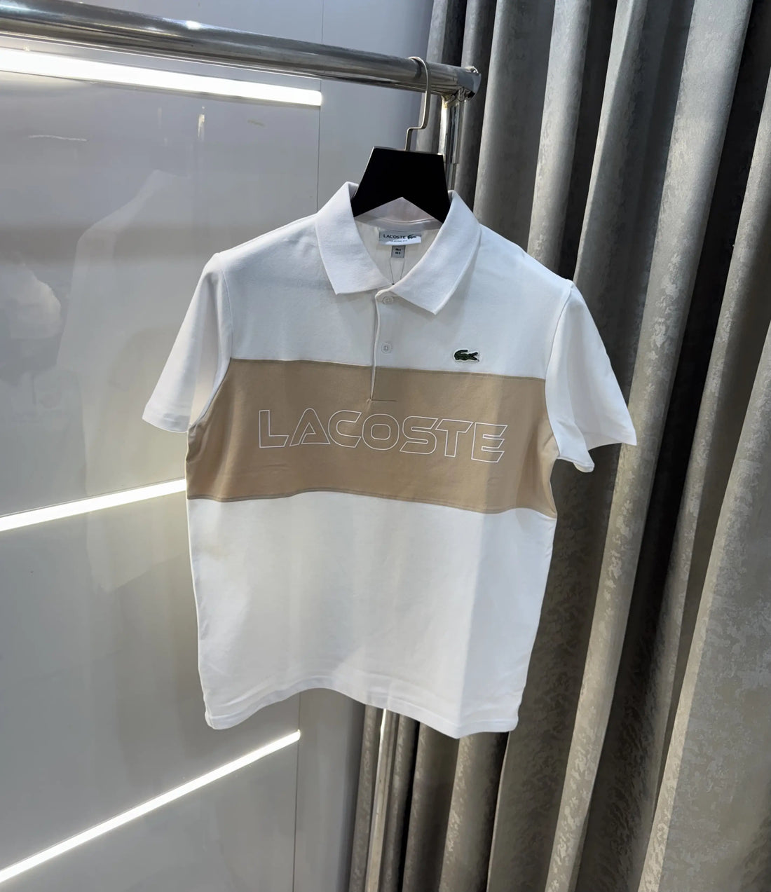 L-A-COST-E WHITE LOGO WORK PREMIUM POLO T-SHIRT