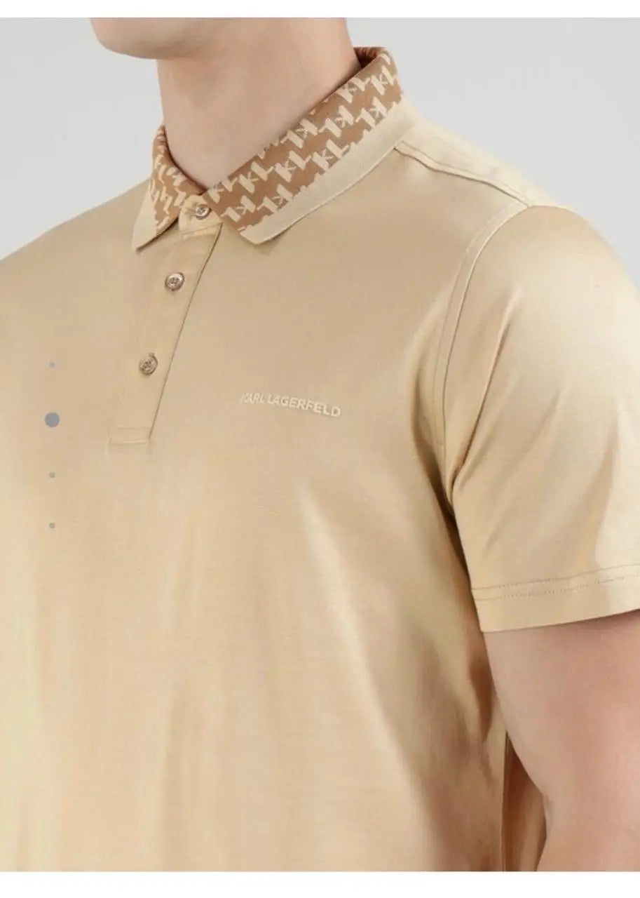 KARL LAGERFLED CREAM IMPORTED POLO T-SHIRT