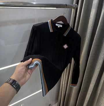 CASABLANCA BLACK LOGO WORK IMPORTED T-SHIRT