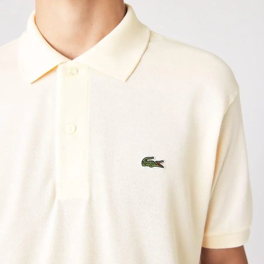L-A-COST-E CREAM LOGO WORK PREMIUM POLO T-SHIRT