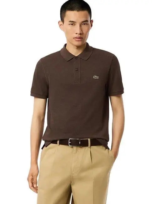 L-A-COST-E BROWN LOGO WORK PREMIUM POLO T-SHIRT