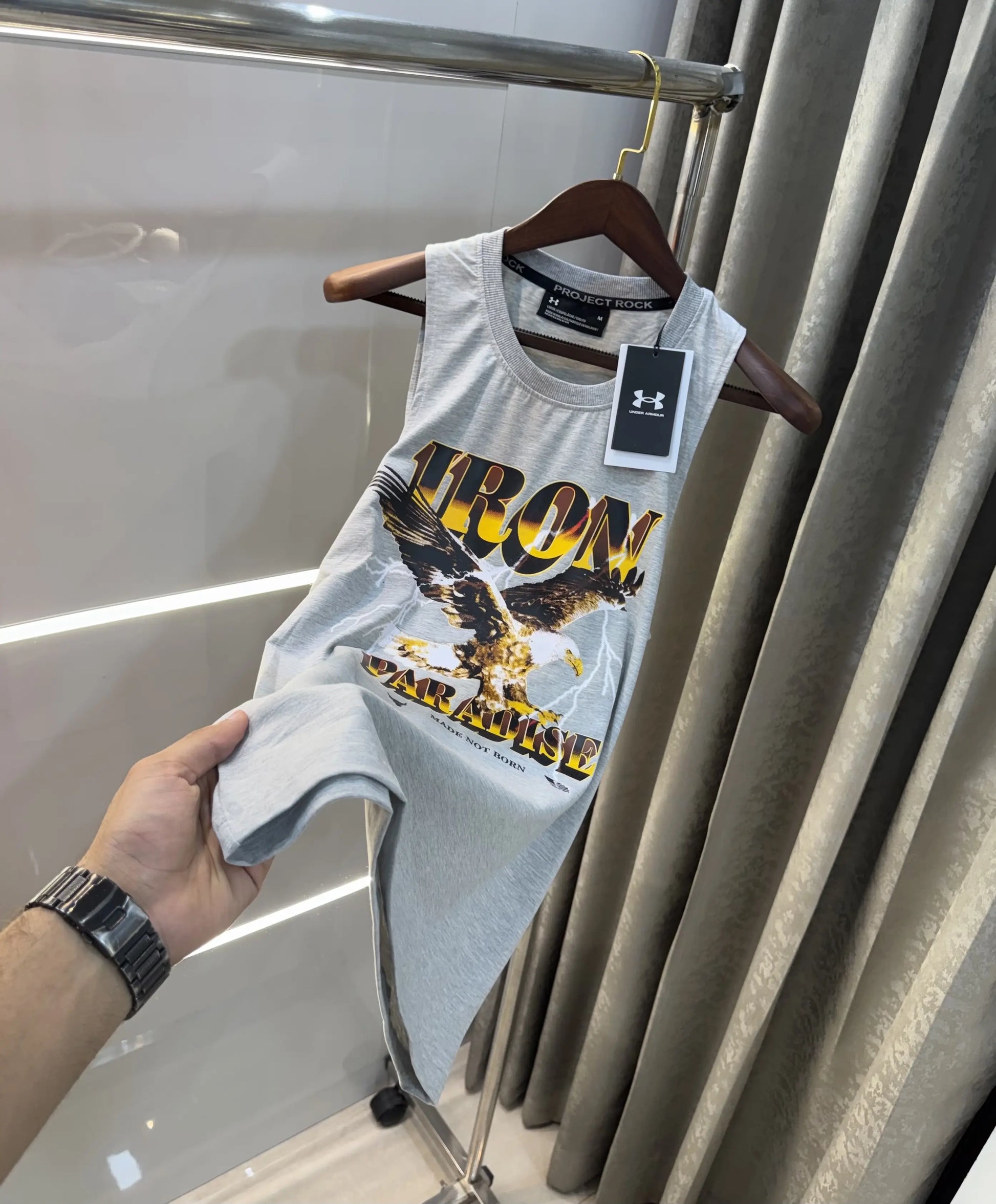 UN-DER ARMOUR! GREY LOGO PRINT PREMIUM SANDO