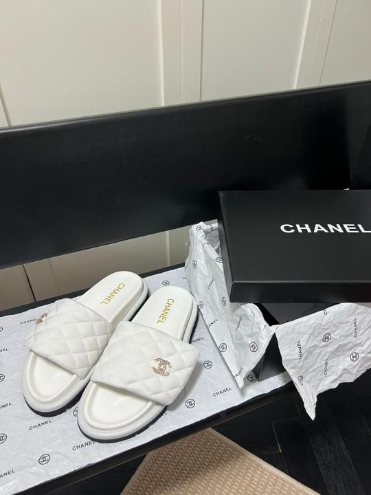 Chanel Camellia Classic Flip Flops With OG Box & Carry Bag