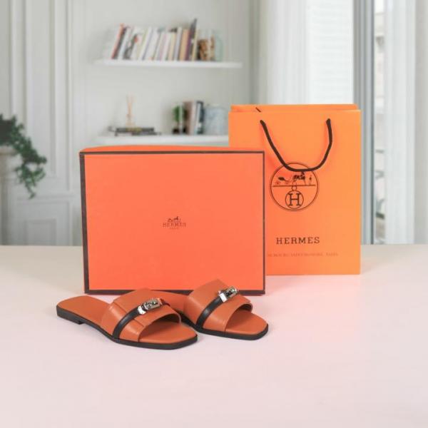 H-E-R-M-E-S PARIS BIRKIN PREMIUM FLATS WITH OG BOX & CARRY BAG (BROWN)