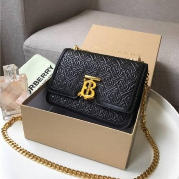 B-U-R-B-E-R-R-Y TB MONOGRAM SHOULDER BAG WITH OG BOX & DUST BAG PREMIUM (BLACK)