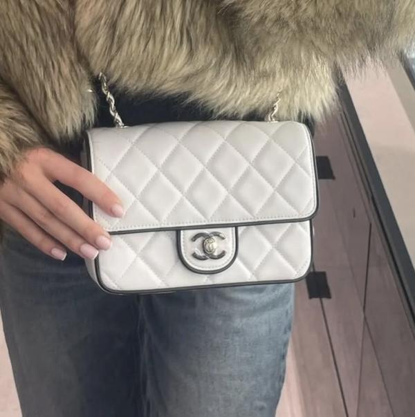 C-H-A-N-E-L PEARL CLASSIC PANDA FLAP SHOULDER BAG WITH OG BOX & DUST BAG PREMIUM (WHITE)