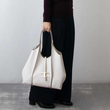 TODS T TIMELESS PREMIUM QUALITY LEATHER BAG WITH EXTRA POUCH & OG MAGNETIC BOX WITH DUST BAG (WHITE)