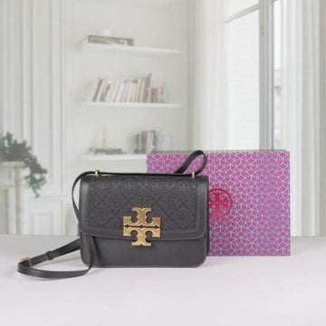 T-O-R-Y B-U-R-C-H ELEANOR PREMIUM QUALITY SHOULDER BAG WITH OG MAGNETIC BOX & DUST BAG (DENIM BLACK)