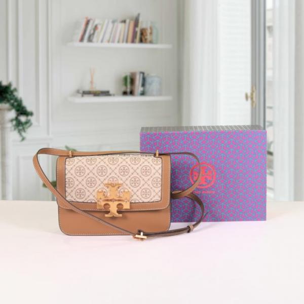 T-O-R-Y B-U-R-C-H ELEANOR PREMIUM QUALITY SHOULDER BAG WITH OG MAGNETIC BOX & DUST BAG (DENIM BROWN)