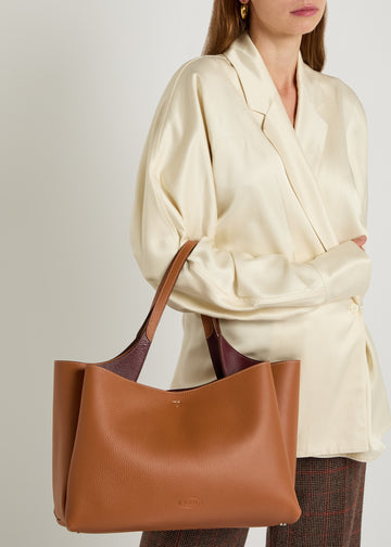 TODS T TIMELESS 2026 PREMIUM QUALITY LEATHER SHOPPING BAG WITH OG MAGNETIC BOX WITH DUST BAG (TAN)