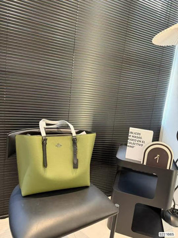 C-O-A-C-H MOLLIE PREMIUM LEATHER TOTE BAG WITH OG BOX & DUST BAG (GREEN)