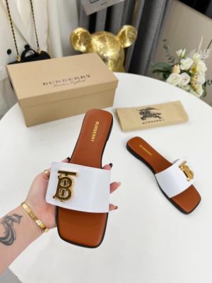 B-UR-BE-RR-Y TB MONOGRAM PREMIUM LEATHER SLIDE