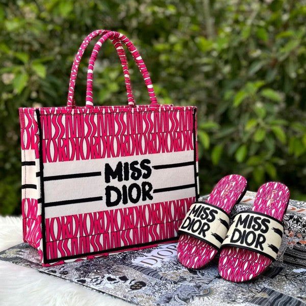 M-I-S-S D-I-O-R BOOK LARGE TOTE WITH OG BOX & DUST BAG & SCARF PREMIUM (PINK)