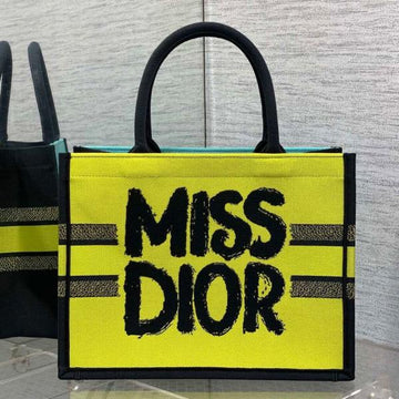 M-I-S-S D-I-O-R GRAFFITI BOOK LARGE TOTE WITH OG BOX & DUST BAG & SCARF PREMIUM (YELLOW GREEN)
