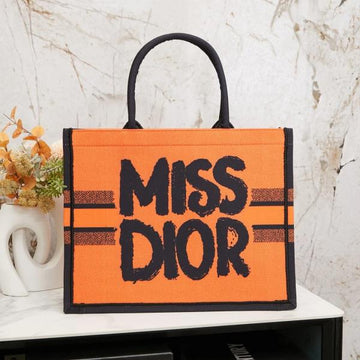 M-I-S-S D-I-O-R GRAFFITI BOOK LARGE TOTE WITH OG BOX & DUST BAG & SCARF PREMIUM (ORANGE)