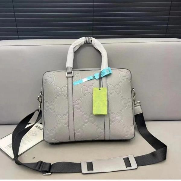G-U-CC-I OPHIDIA PREMIUM EMBOSSED BRIEFCASE LAPTOP BAG WITH DUST BAG (EMBOSSED GREY)