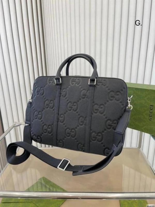 G-U-CC-I OPHIDIA PREMIUM EMBOSSED BRIEFCASE LAPTOP BAG WITH DUST BAG (EMBOSSED BLACK)