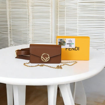 F-E-N-D-I VITTELO CRUISE 2WAY STREET STYLE SLING WAIST BAG WITH OG BOX & DUST BAG PREMIUM (BROWN)