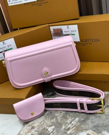 L-O-U-I-S V-U-I-TT-O-N LV CANTA OFFICER POCHETTE BAG WITH OG BOX & DUST BAG & SHOULDER STRAP PREMIUM (PINK)