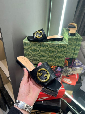 G-U-CC-I GG BLONDIE SLIDE WITH OG BOX & CARRY BAG PREMIUM (BLACK)