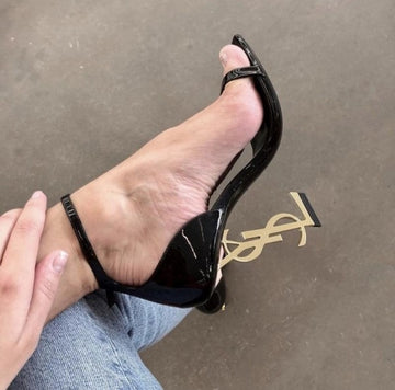 YSL S-A-I-N-T L-A-U-R-E-N-T OPYUM HEELS WITH OG BOX & CARRY BAG PREMIUM (BLACK GOLD)