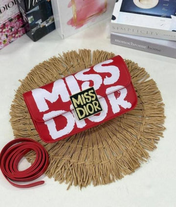 M-I-S-S D-I-O-R LUXURY EDITION SUPERIOR QUALITY FLAP SHOULDER BAG WITH OG BOX & DUST BAG PREMIUM (RED)