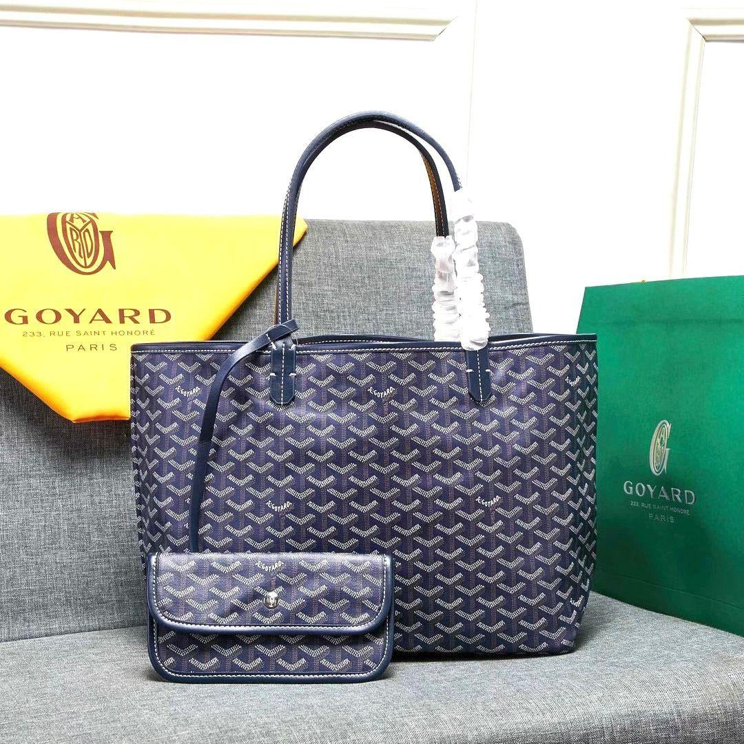 G-O-Y-A-R-D SAINT LOUIS PREMIUM TOTE BAG WITH EXTRA POUCH & DUST BAG (NAVY)