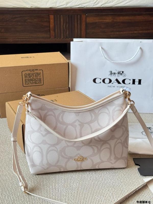 C-O-A-C-H LAUREL PREMIUM LEATHER SHOULDER BAG BEIGE
