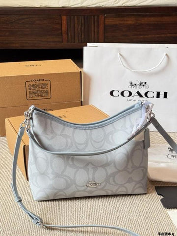 C-O-A-C-H LAUREL PREMIUM LEATHER SHOULDER BAG BLUE