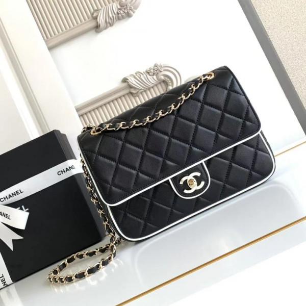 C-H-A-N-E-L PEARL CLASSIC PANDA FLAP SHOULDER BAG BLACK