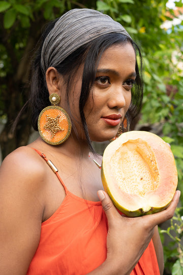 Papaya Fruit-Inspired Handcrafted Earrings