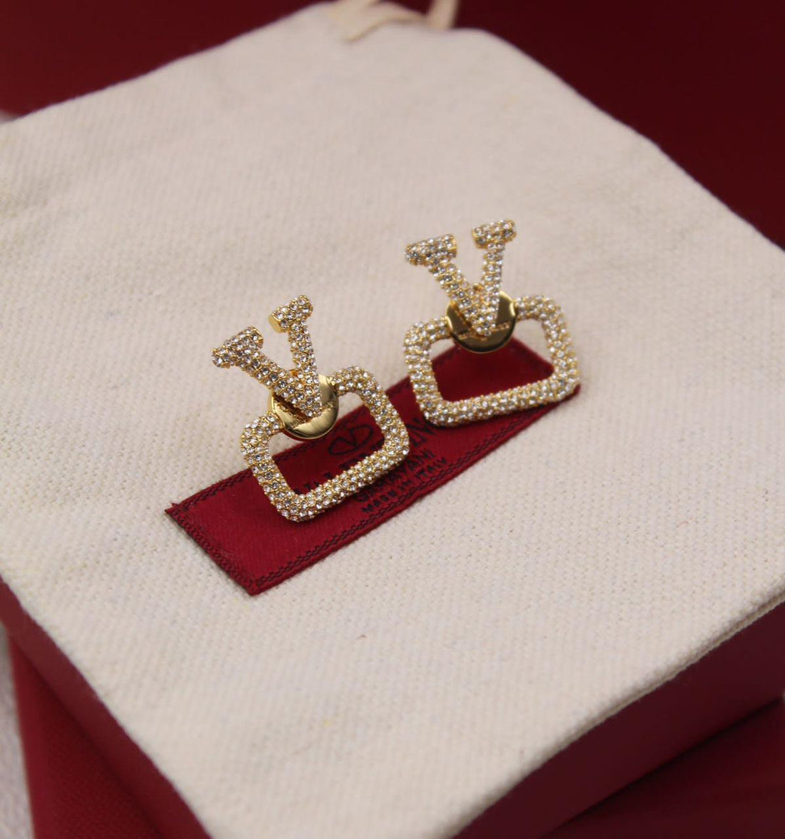 Va-len-tino Logo Diamond Earrings — New Arrival