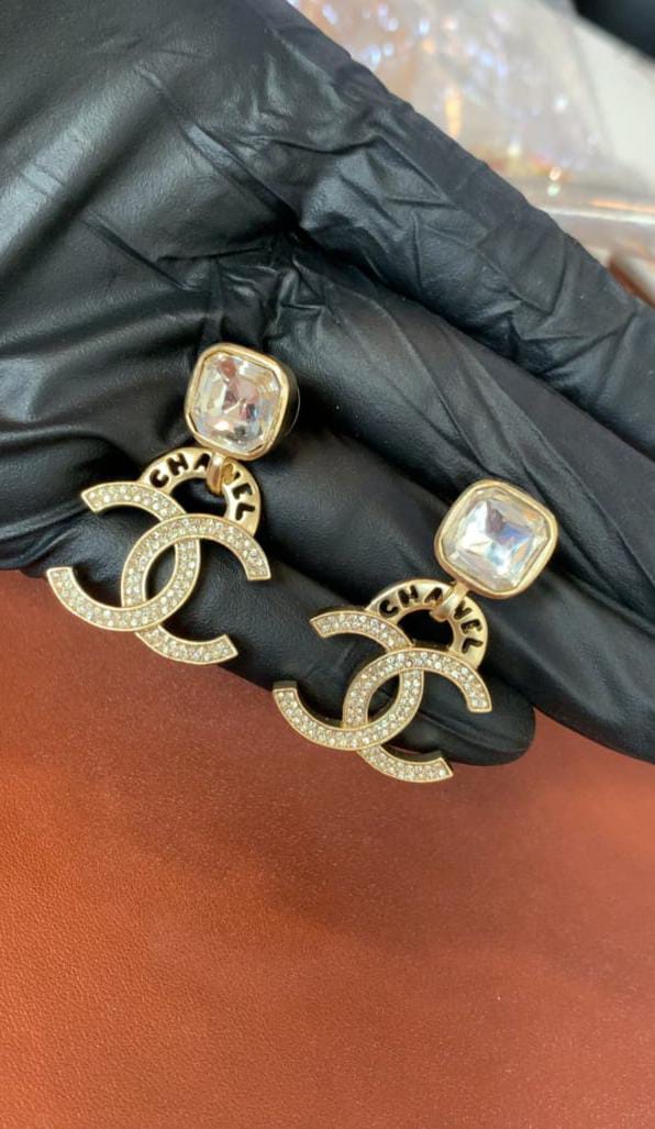 Cha-nel Crystal Drop Earrings