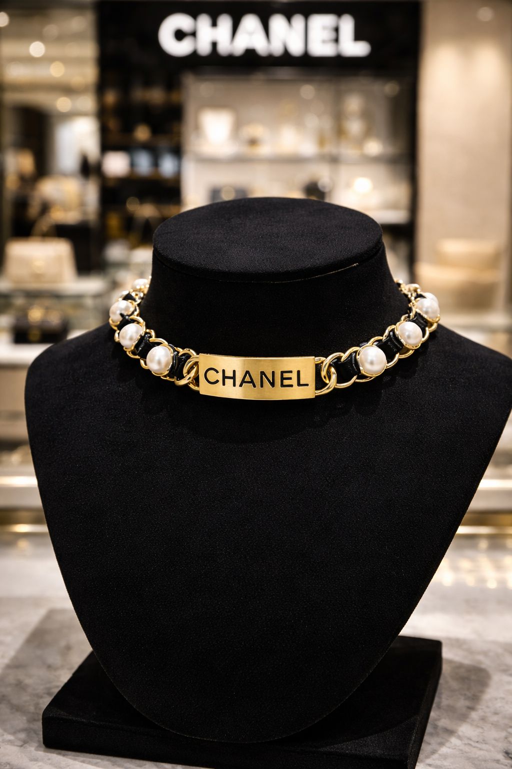 Cha-nel Pearl & Choker cum Necklace