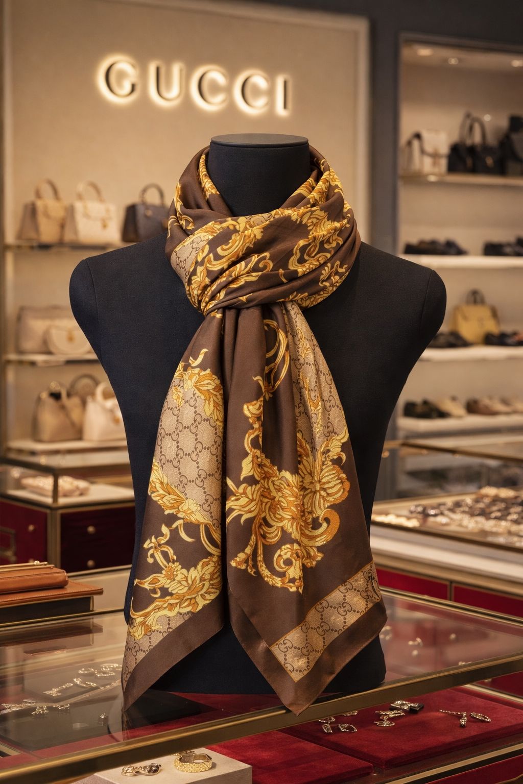 GU-CC-I Luxury Satin Silk Designer Stole