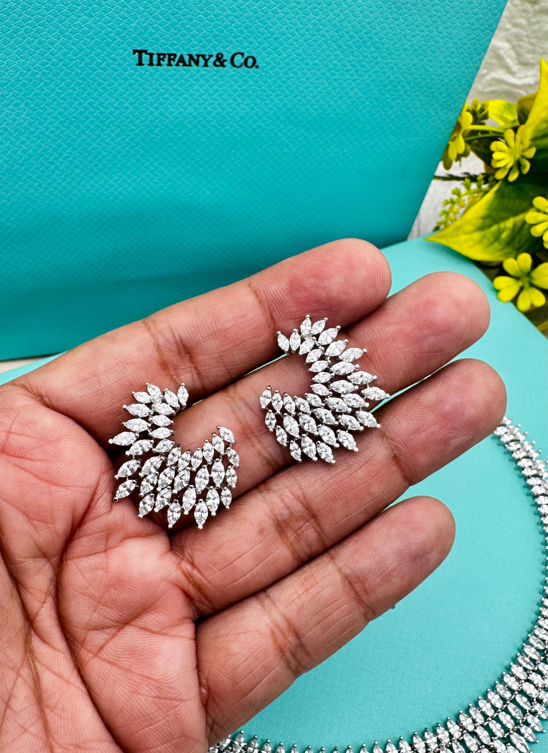 Ti-ff-any  American Diamond Neacklace And Earring