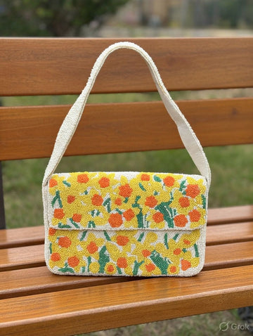 EMBROIDERED YELLOW SHOULDER STRAP BAGS