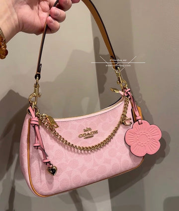 CO-A-CH NEW PINK CC TERI BAG WITH CHARMS