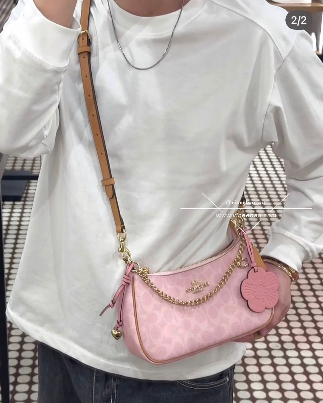 CO-A-CH NEW PINK CC TERI BAG WITH CHARMS