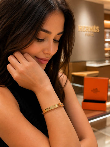 HER-MES MULTI STONE GOLD BRACELET