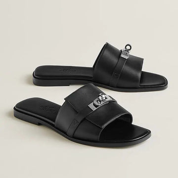 H-ER-MES GIULIA SLIDE SANDALS BLACK