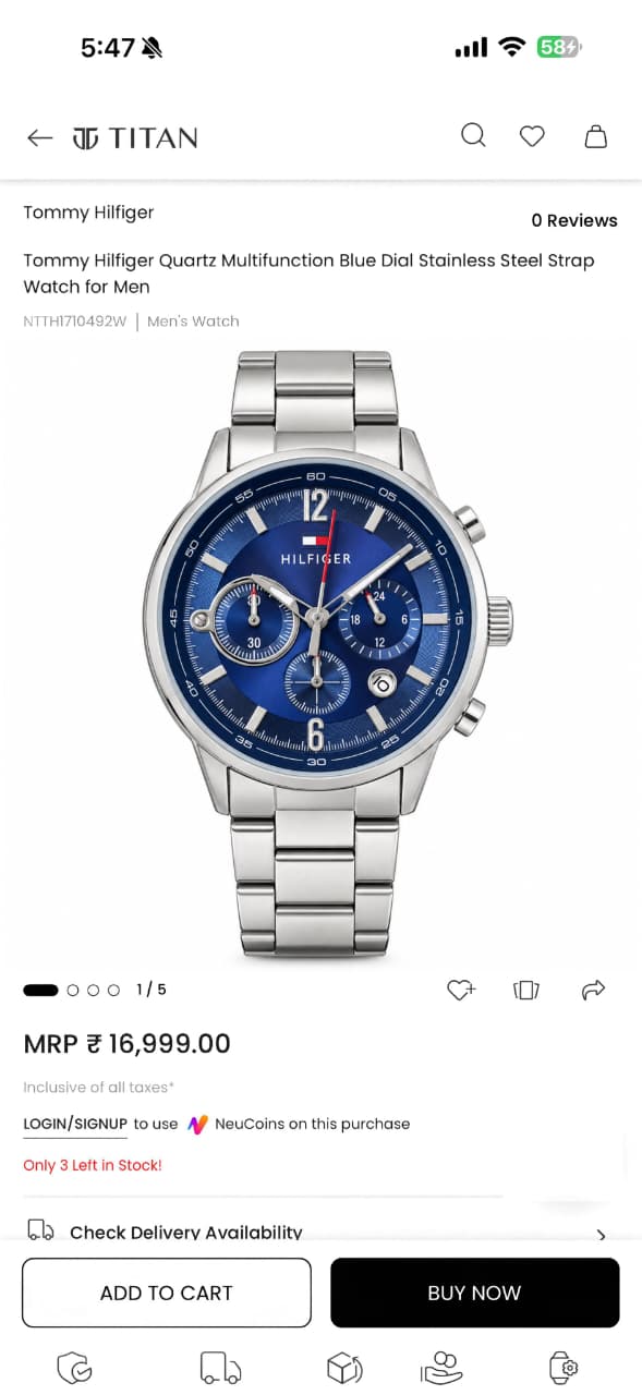 T-OMMY H-ILFIGER EVAN ANALOG CHRONOGRAPH – BLUE DIAL