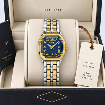 F-OSSIL HARLOW CLASSIC ROMAN WATCH – BLUE & TWO-TONE