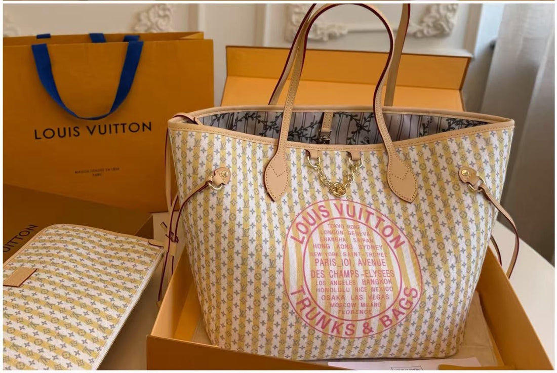 LOU-IS VU-IT-TON NEVERFULL MM MONOGRAM CANVAS LEATHER TOTE