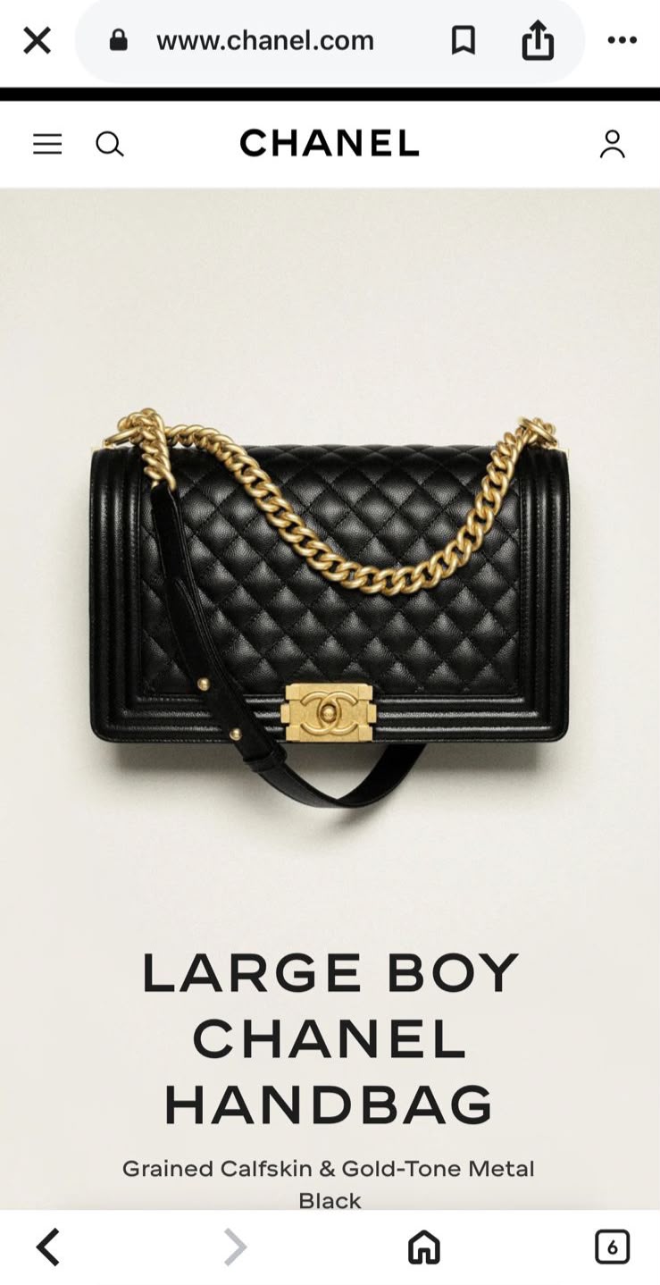 C-H-A-NEL LE BOY BLACK GRAINED HANDBAG