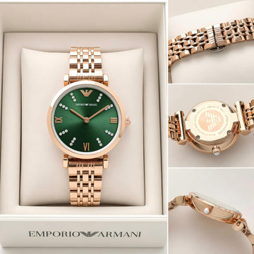 E-M-P-O-R-I-O A-R-M-A-N-I SLIM ROSE GOLD WOMEN WATCH