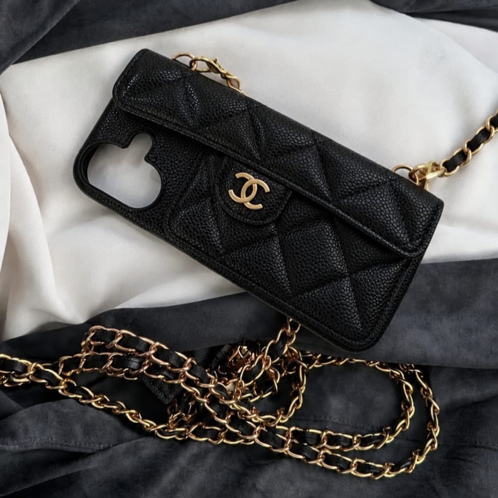 C-H-A-NEL IPHONE BACK CASE WITH SLING