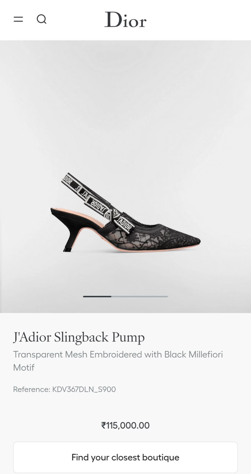 JADIOR BLACK MILLEFORI SLINGBACK PUMP